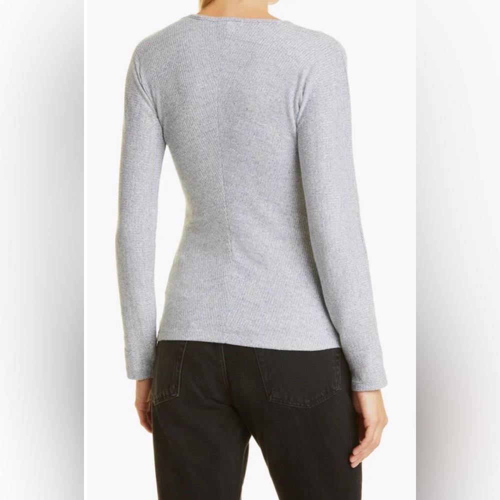 rag & bone The Bias Rib Knit Long Sleeve V-Neck Top - Picture 2 of 4